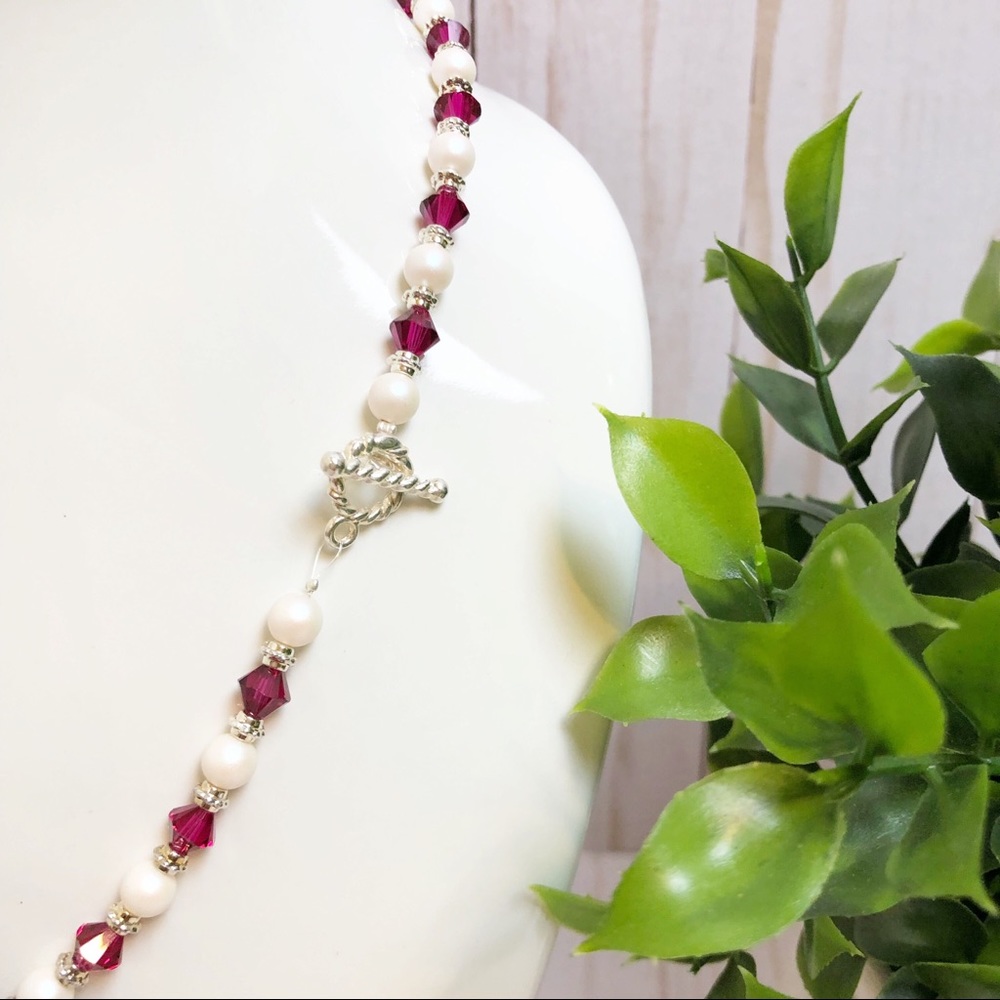 Swarovski Pink Crystal & Pearl Beaded Necklace - Picture 2 of 3